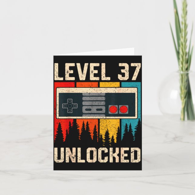 Level 37 Unlocked Video Game Controller Birthday M Karte (Vorderseite)