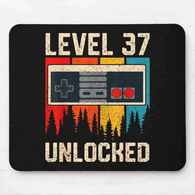 Level 37 Unlocked Video Game Controller Birthday M Mousepad (Vorne)