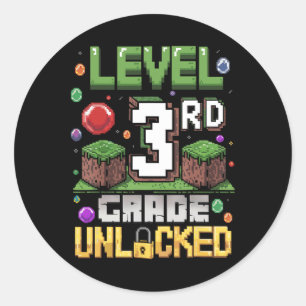 Level 3. Klasse freigeschaltetes Videospiel erster Runder Aufkleber