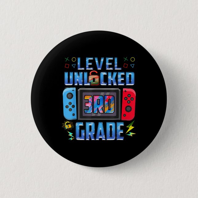 Level 3rd Grade Unlocked Back To School First Day  Button (Vorderseite)