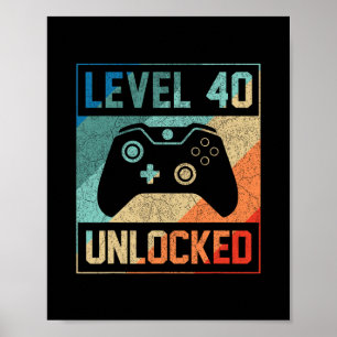 Level 40 freigeschaltet 40. Videospieler 40. Gebur Poster