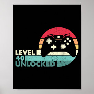 Level 40 freigeschaltetes Shirt Videospieler 40. G Poster