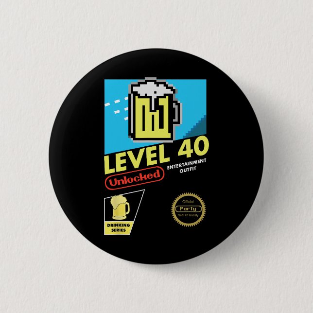 Level 40 Unlock Video Game 40. Geburtstag Button (Vorderseite)