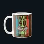 Level 40 Unlocked Video Gamer 40th Birthday Gifts Kaffeetasse<br><div class="desc">Level 40 Unlocked Video Gamer 40th Birthday Gifts Gift. Perfect gift for your dad,  mom,  papa,  men,  women,  friend and family members on Thanksgiving Day,  Christmas Day,  Mothers Day,  Fathers Day,  4th of July,  1776 Independent day,  Veterans Day,  Halloween Day,  Patrick's Day</div>