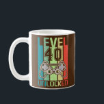 Level 40 Unlocked Video Gamer 40th Birthday Gifts Kaffeetasse<br><div class="desc">Level 40 Unlocked Video Gamer 40th Birthday Gifts Gift. Perfect gift for your dad,  mom,  papa,  men,  women,  friend and family members on Thanksgiving Day,  Christmas Day,  Mothers Day,  Fathers Day,  4th of July,  1776 Independent day,  Veterans Day,  Halloween Day,  Patrick's Day</div>