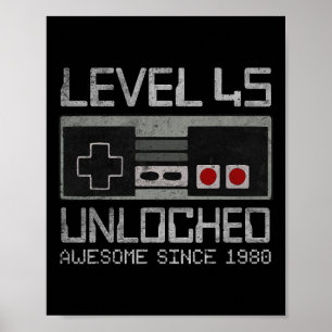 Level 45 freigeschaltet 45. Geburtstag 45 Jahre al Poster