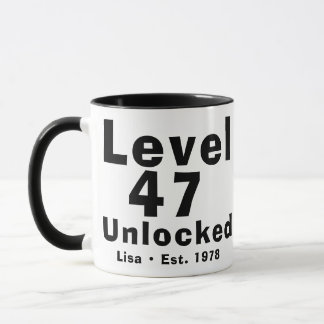 Level 47 freigeschaltet Personalisierter 47. Gebur Tasse