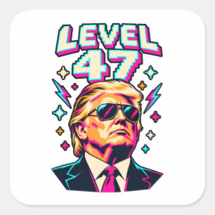 Level 47 Neon-Arcade Quadratischer Aufkleber