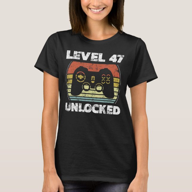 Level 47 Unlocks Videospiel 47. Geburtstag T-Shirt (Vorderseite)