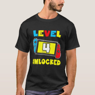 Level 4 Unlocked 4Th Birthday Video Game 4 Year Ol T-Shirt