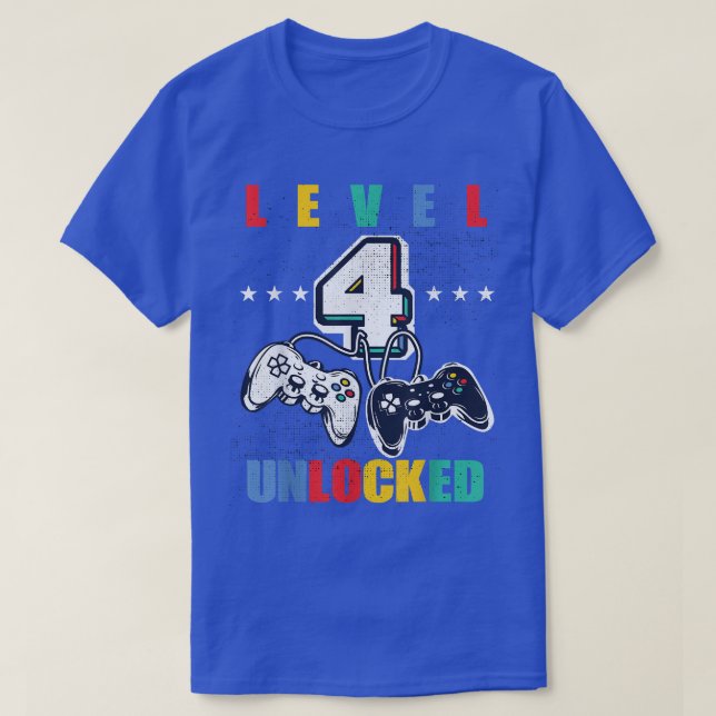 Level 4 Unlocked Funny Video Game 4th Birthday Mat T-Shirt (Design vorne)