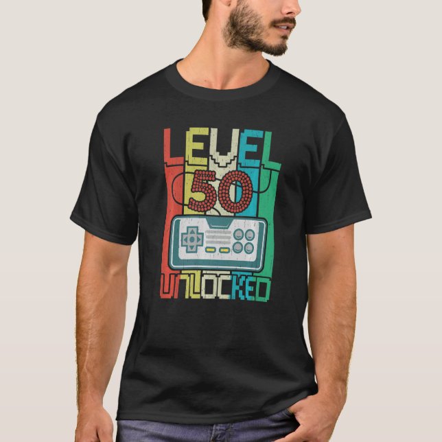 Level 50 Unlocks Videospiel 50 Geburtstag T-Shirt (Vorderseite)
