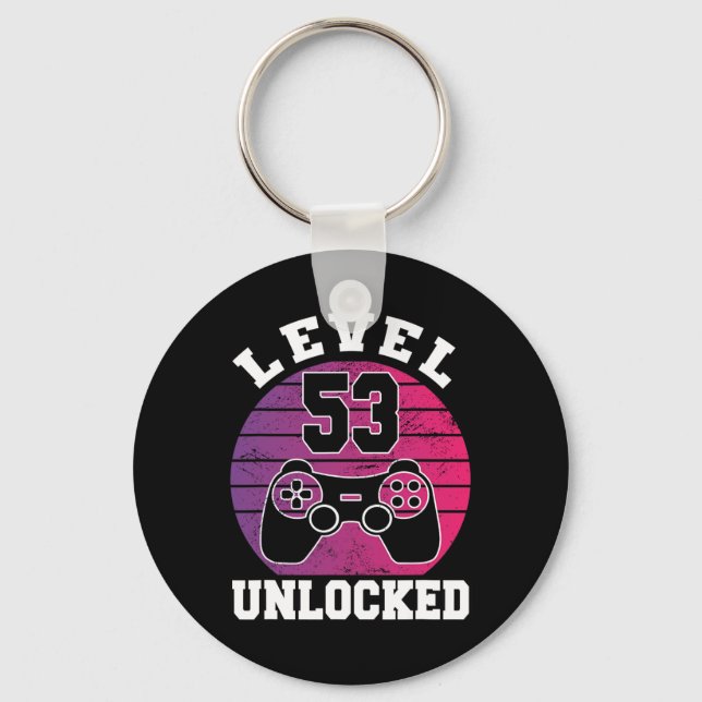 Level 53 freigeschaltet 53 Jahre alt Retro 80er 53 Schlüsselanhänger (Vorderseite)