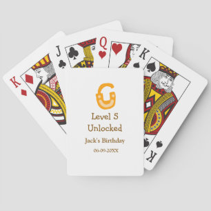 Level 5 freigeschlossener orange-brauner Geburtsta Spielkarten
