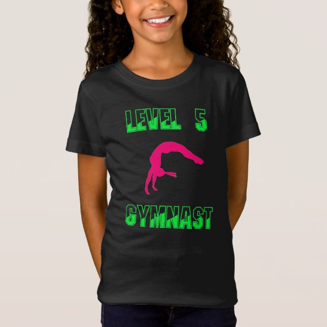 Level 5 Gymnastik Nebel Rosa und Grün T - Shirt (Vorderseite)