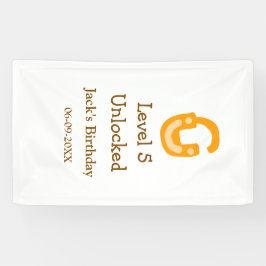 Level 5 unlocked lock orange brown happy birthday  banner