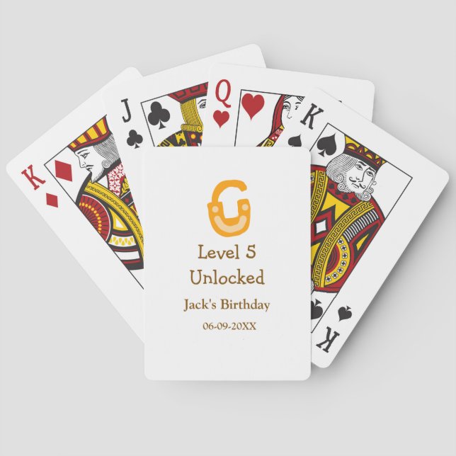 Level 5 unlocked lock orange brown happy birthday  spielkarten (Rückseite)