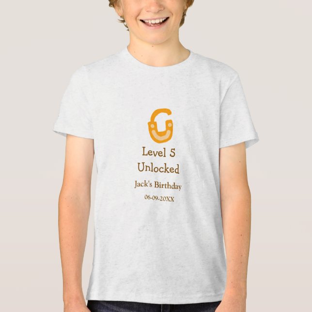 Level 5 unlocked lock orange brown happy birthday  Tri-Blend shirt (Vorderseite)
