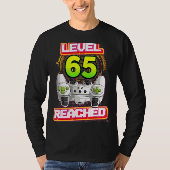 Level 65 Reached Gamer 65th Birthday Video Gaming T-Shirt (Vorderseite)