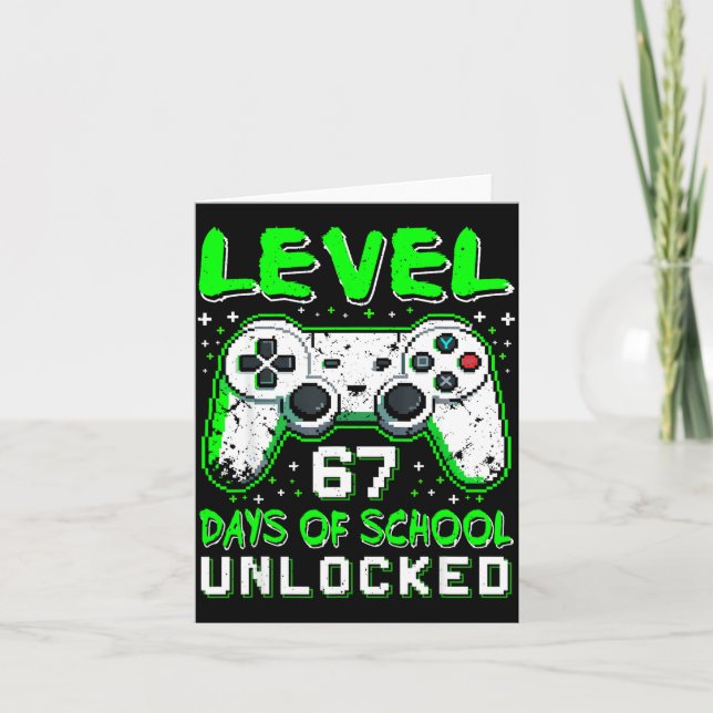 Level 67 Days Of School Unlocked Boys 67th Day Of  Karte (Vorderseite)