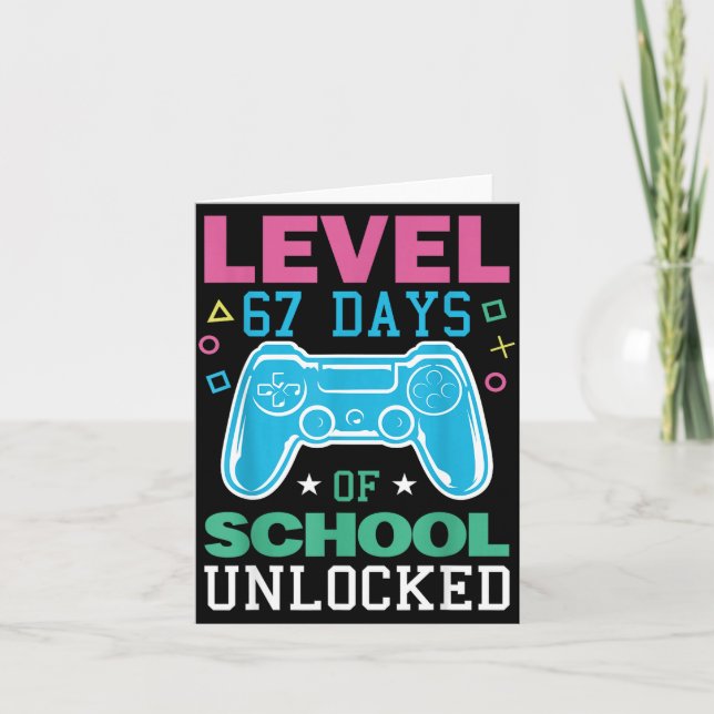 Level 67 Days Of School Unlocked Funny 6 7 Meme Ga Karte (Vorderseite)