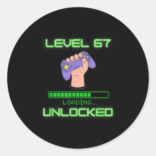 Level 67 freigeschaltet Gaming 6-7 Schule Meme Six Runder Aufkleber