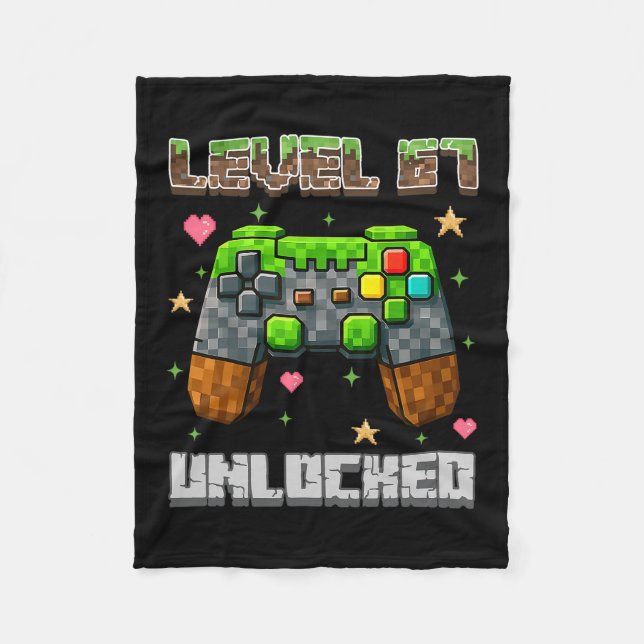 Level 67 freigeschaltete Gaming-Schule-Meme Six Se Fleecedecke (Vorderseite)