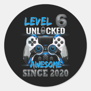 Level 6 freigeschaltet Awesome seit 2020 6. Geburt Runder Aufkleber