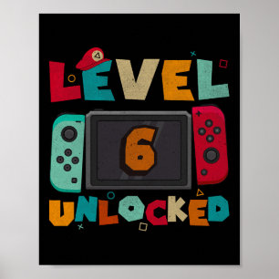Level 6 freigeschaltet Gaming-Geburtstag Jungen Ki Poster