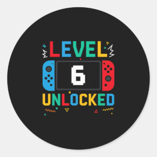 Level 6 freigeschaltet Geburtstagsvideo Gamer 6. G Runder Aufkleber