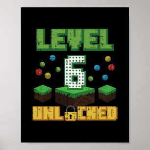 Level 6 freigeschaltet Pixel Gamer 6. Geburtstag G Poster