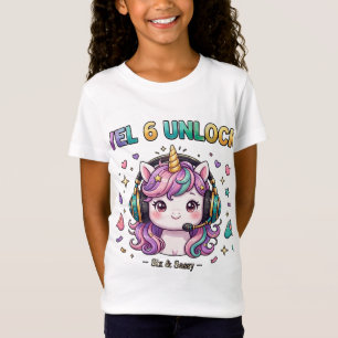 Level 6 freigeschaltet Six and Sassy Einhorn Gamer T-Shirt
