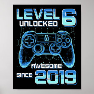 Level 6 freigeschaltet Videospiel-Party 6. Geburts Poster