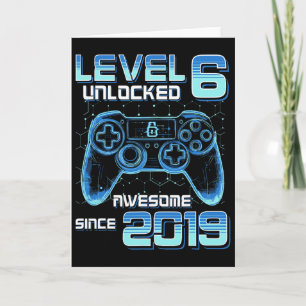 Level 6 freigeschaltete Videospielparty 6. Geburts Karte