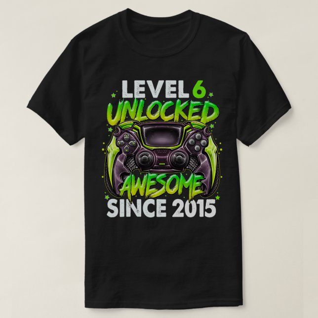 Level 6 Unlocked Awesome Since 2015 6th Birthday G T-Shirt (Design vorne)