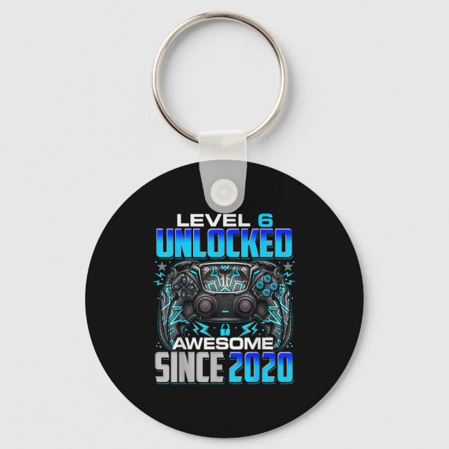 Level 6 Unlocked Awesome Since 2020 6th Birthday G Schlüsselanhänger (Vorderseite)