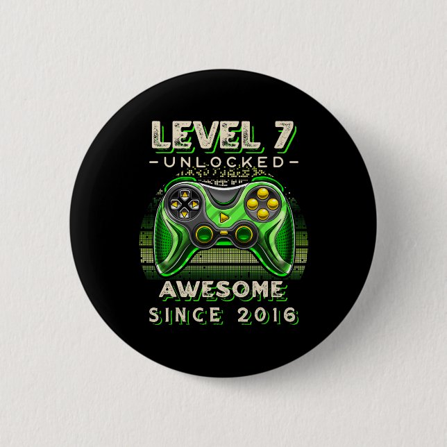 Level 7 freigeschaltet Videospiel 7. Geburtstag 7  Button (Vorderseite)