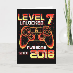 Level 7 freigeschaltet Videospielparty 7. Geburtst Karte