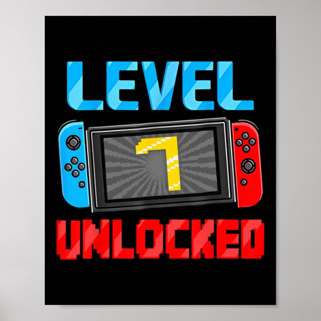 Level 7 freigeschaltetes Geschenk zum 7. Geburtsta Poster (Vorne)