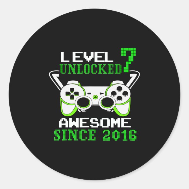Level 7 Unlock Phantastisch 2016 Videospiel 7. Geb Runder Aufkleber (Vorderseite)