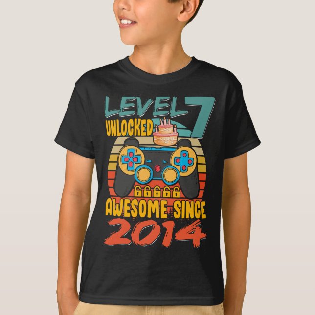 Level 7 Unlock Video Gamer 7 Jahre alt 7 T-Shirt (Vorderseite)