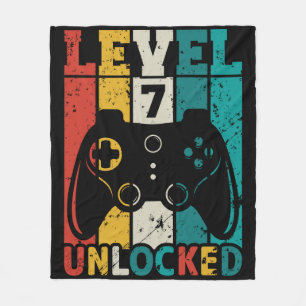 Level 7 Unlocked Video Game 7th Birthday Gamer Boy Fleecedecke