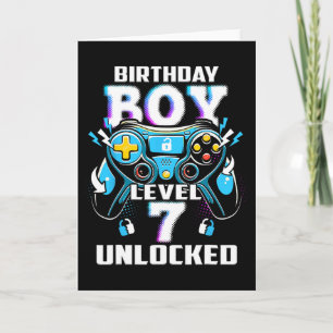 Level 7 Unlocked Video Game 7th Birthday Gamer Boy Karte