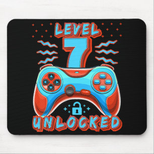 Level 7 Unlocked Video Game 7th Birthday Gamer Boy Mousepad