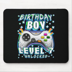 Level 7 Unlocked Video Game 7th Birthday Gamer Boy Mousepad