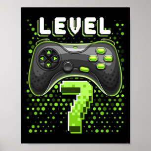 Level 7 Videospiel-Controller 7. Geburtstag Gamer  Poster