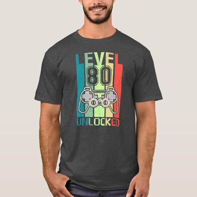 Level 80 Unlocks Video Gamer Geschenke zum 80. Geb T-Shirt (Vorderseite)