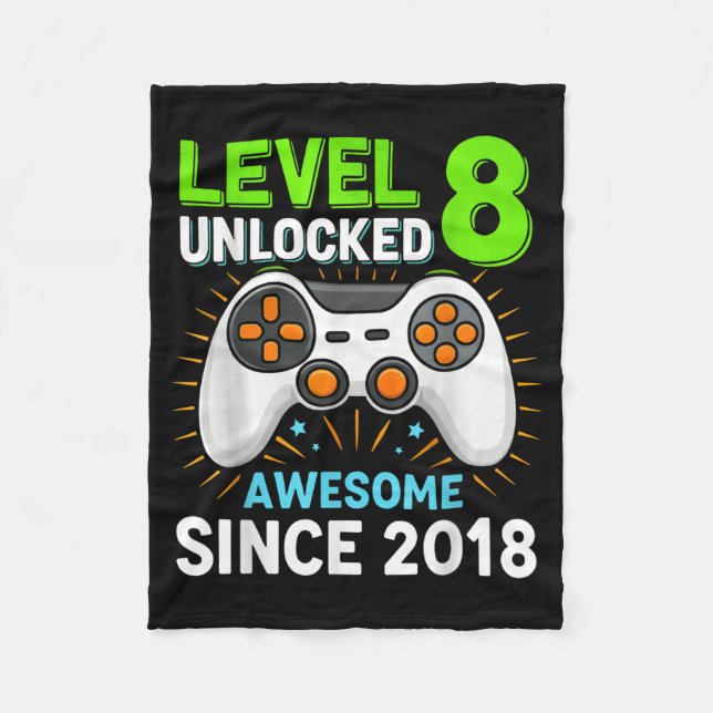 Level 8 freigeschaltet awesome seit 2018 Gaming Ge Fleecedecke (Vorderseite)
