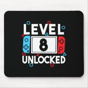 Level 8 freigeschalteter Gamer 8. Geburtstag Video Mousepad