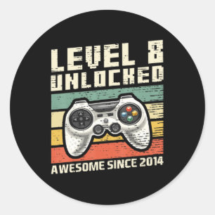 Level 8 Unlock Phantastisch 2014 Videospiel 8. Geb Runder Aufkleber